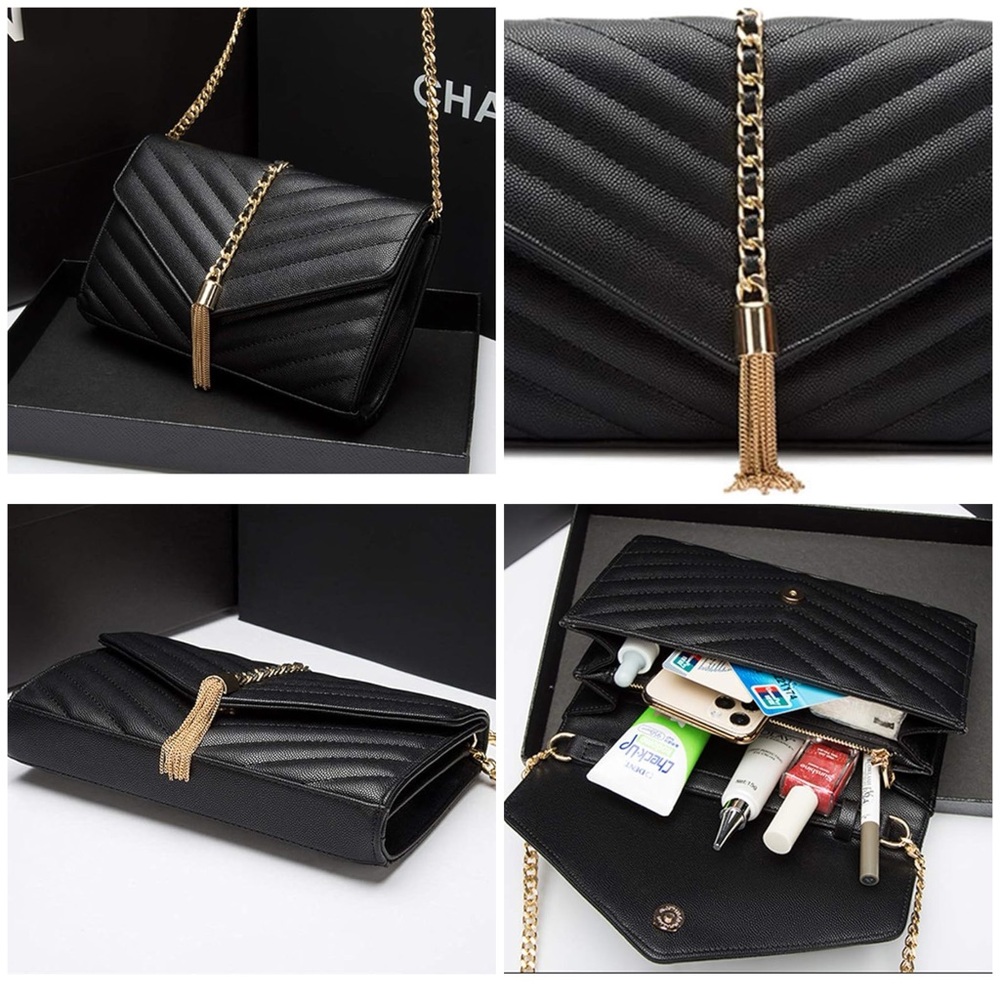 Black Quilted Chain Shoulder Bag forever 21 -GREAT CONDITION